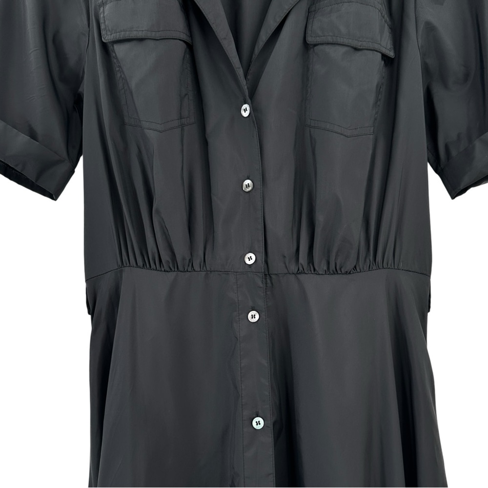 STAUD Millie Black Recycled Nylon Short Sleeve Maxi Shirt Dress Shirtdress sz 6 - Picture 6 of 14